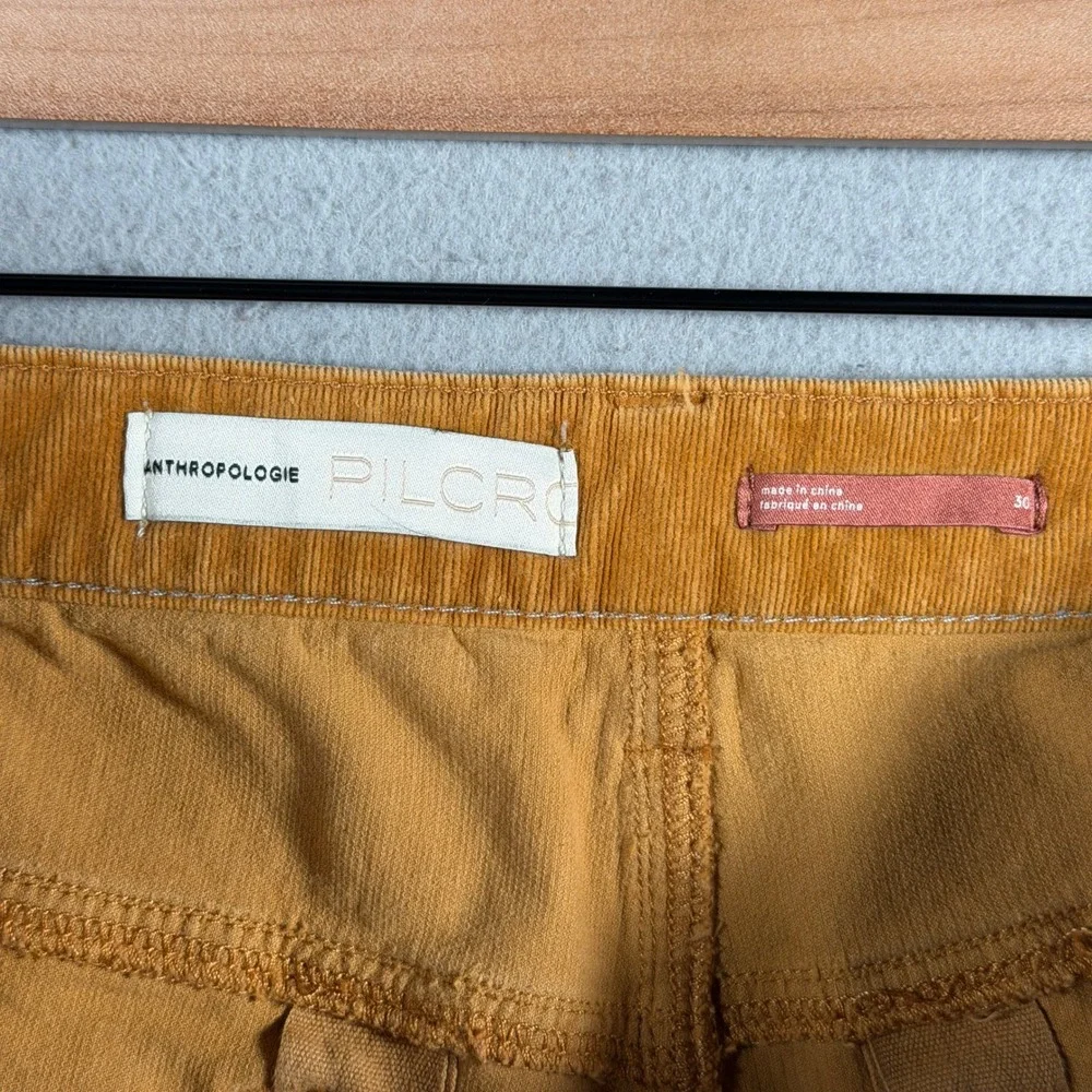 Anthropologie Pilcro Mustard‎ Yellow Corduroy Button Fly Slim Pants Size 30